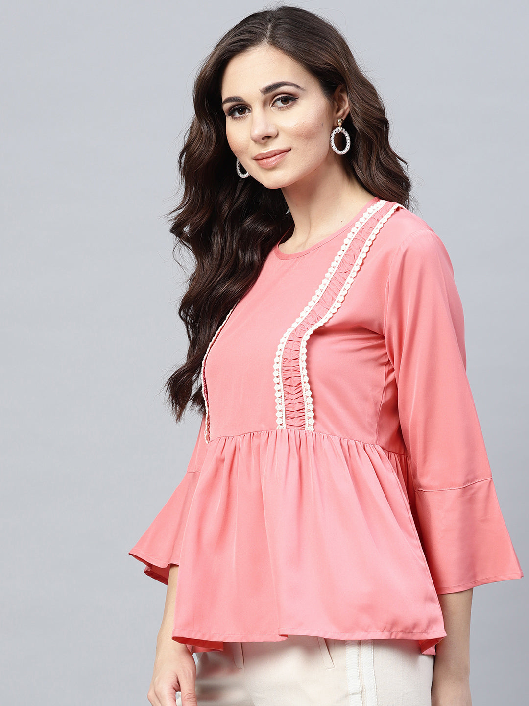 Bhama Couture Women Pink Solid A-Line Top