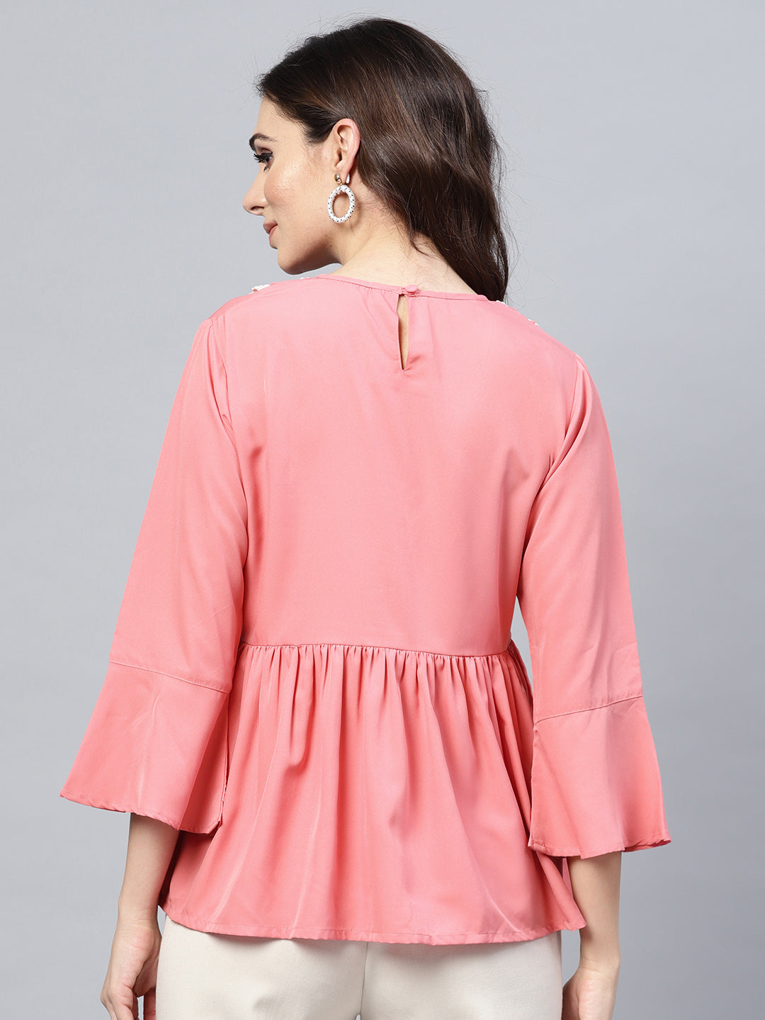 Bhama Couture Women Pink Solid A-Line Top