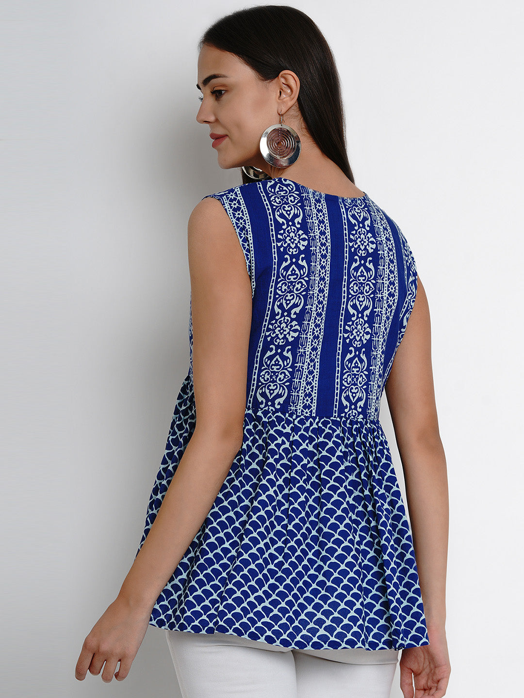 Bhama Couture Blue & White Printed Top
