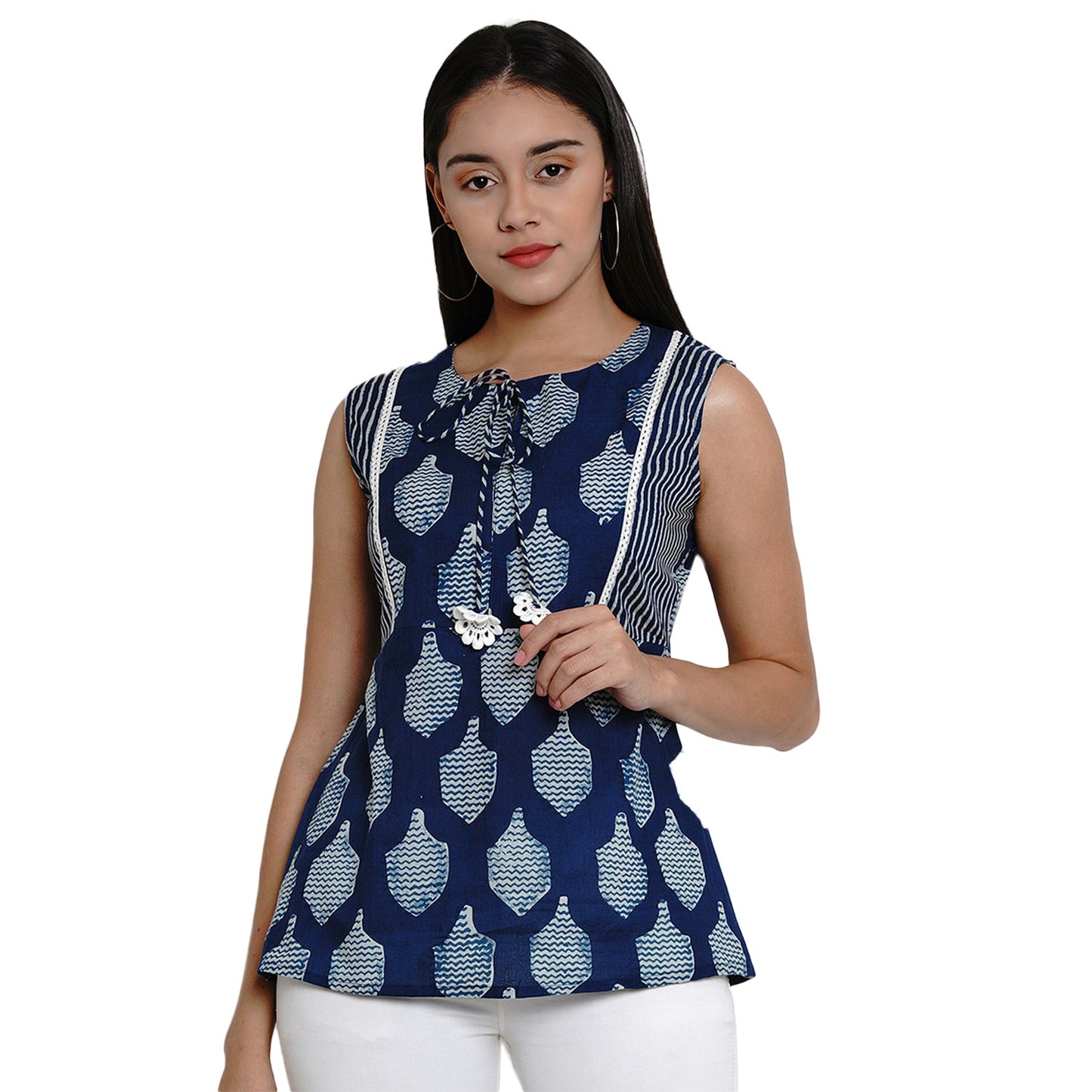 Bhama Couture Blue Printed Top
