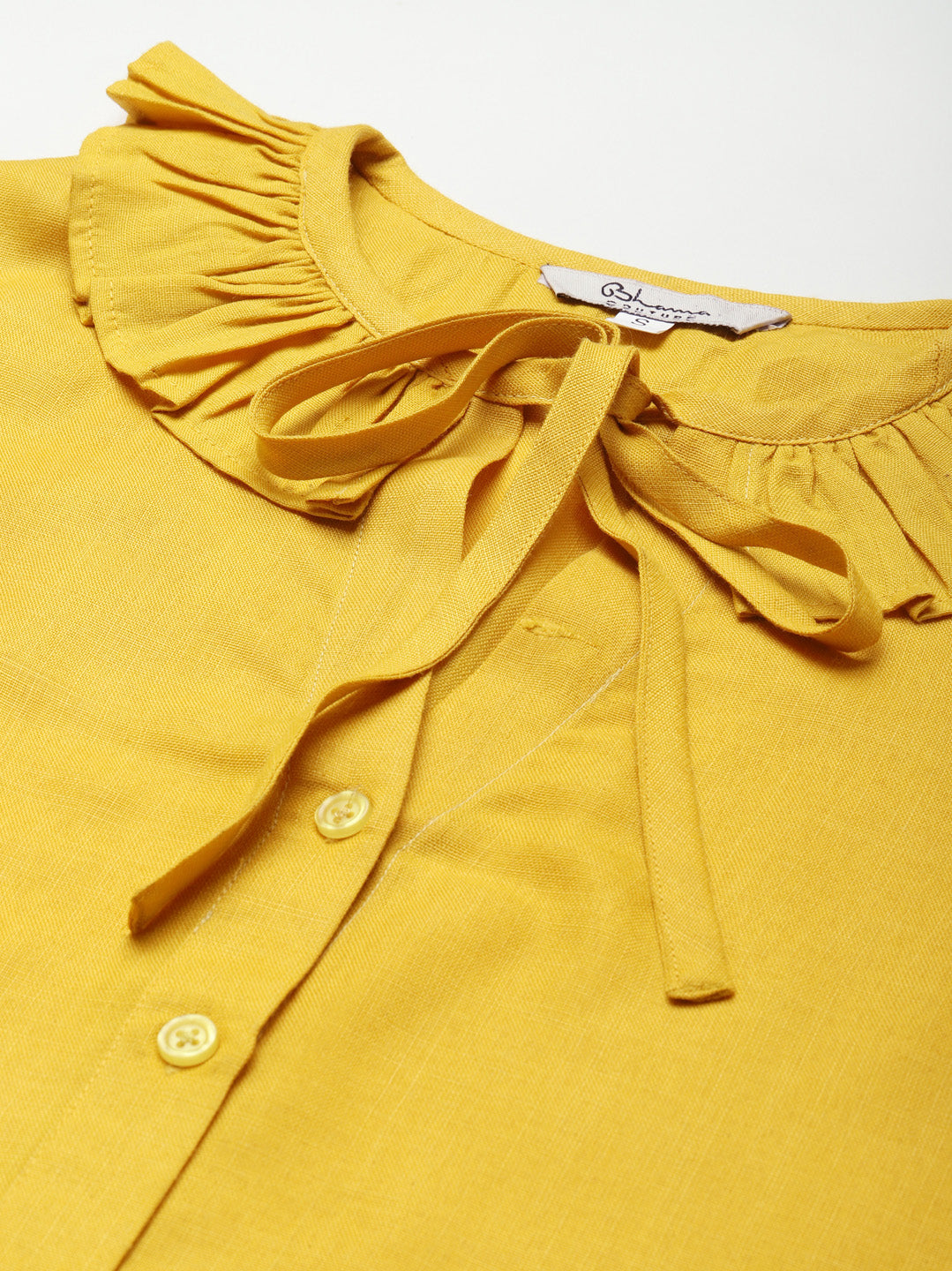 Bhama Couture Yellow Front Open Embroidered Full Sleeve Top