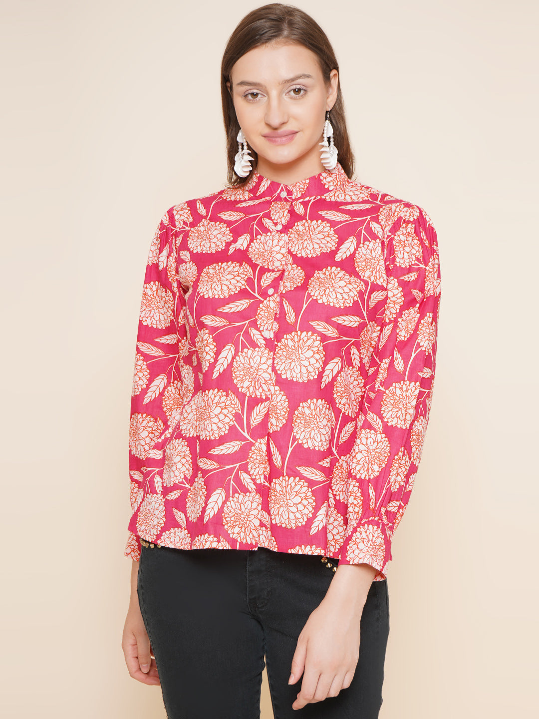 Bhama Couture Pink Floral Printed Top