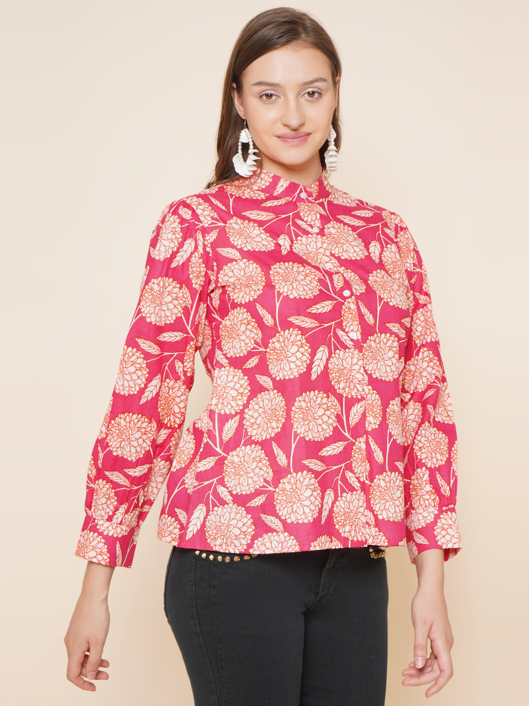 Bhama Couture Pink Floral Printed Top