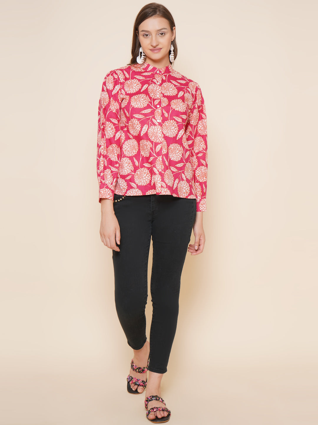 Bhama Couture Pink Floral Printed Top