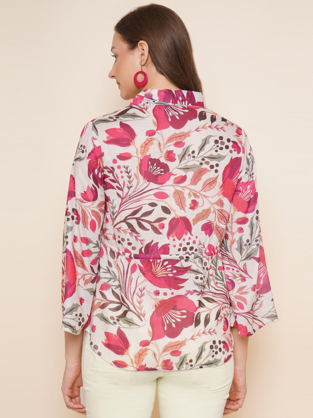 Bhama Couture Pink & White Printed Top
