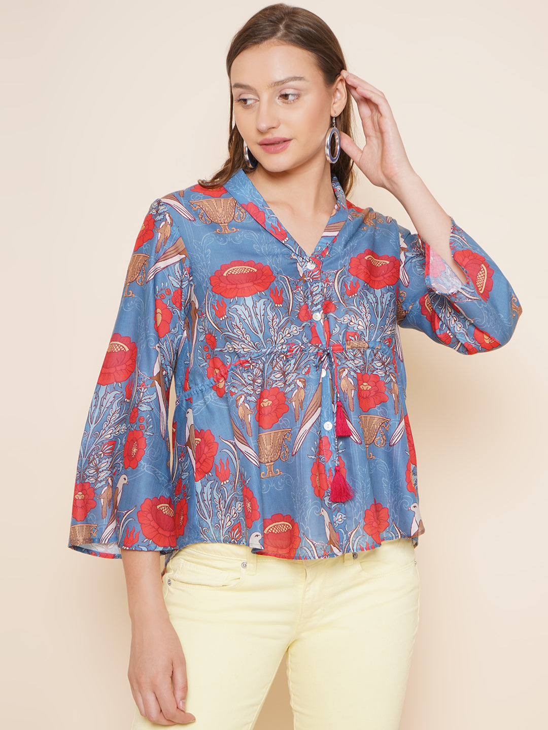 Bhama Couture Blue Printed Top