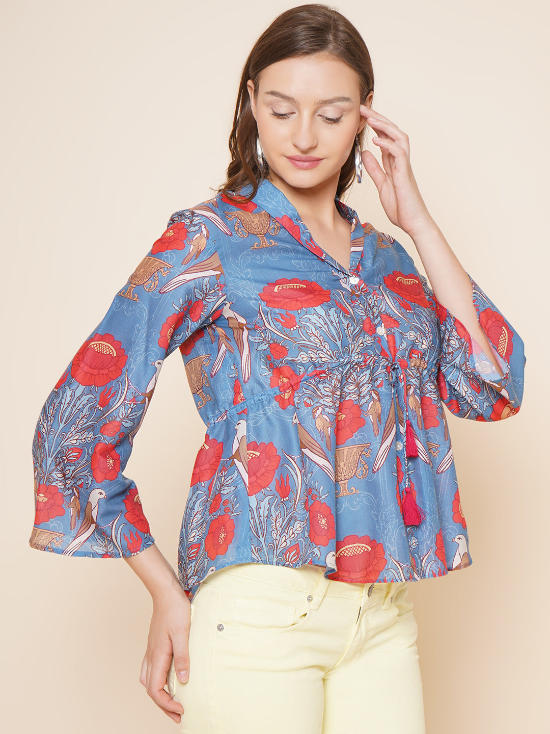 Bhama Couture Blue Printed Top