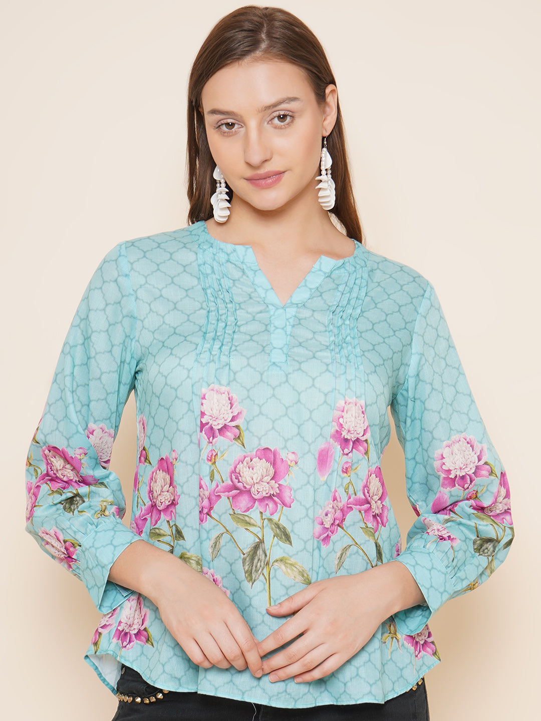 Bhama Couture Blue Purple Printed Top