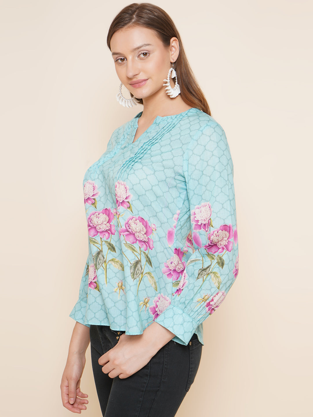 Bhama Couture Blue Purple Printed Top