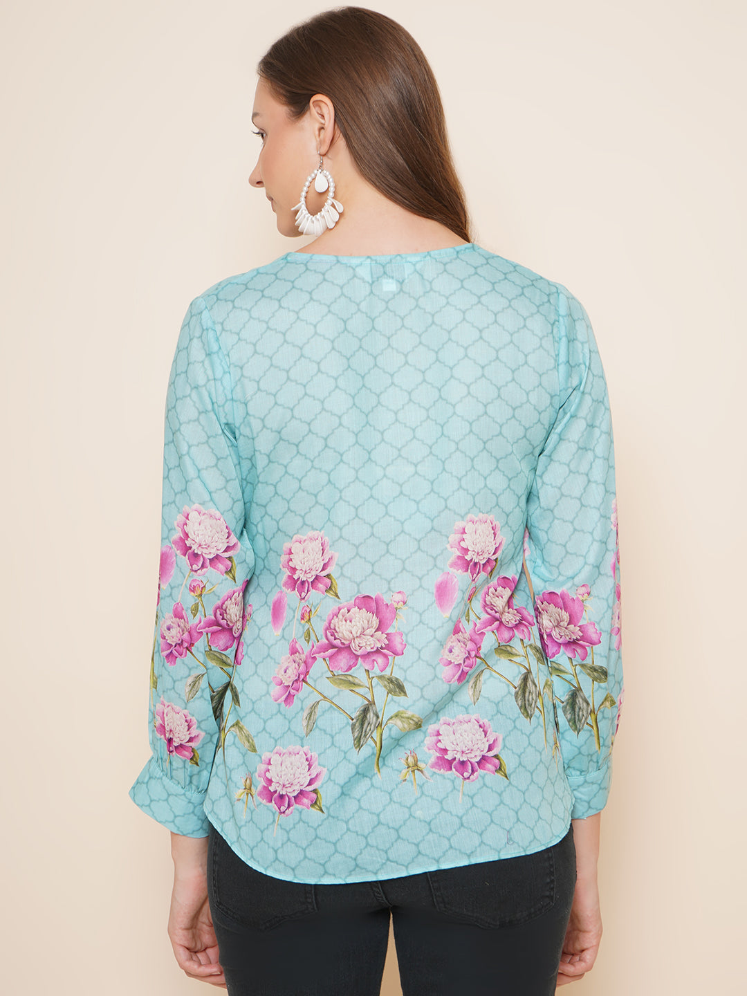 Bhama Couture Blue Purple Printed Top