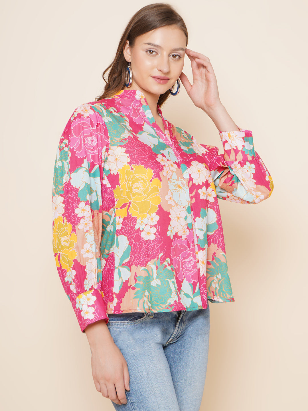 Bhama Couture Pink Floral Printed Top