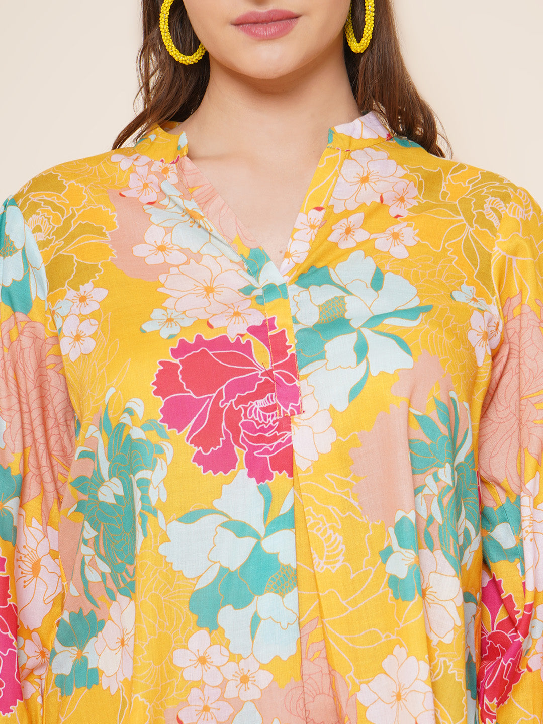 Bhama Couture Yellow Floral Printed Top