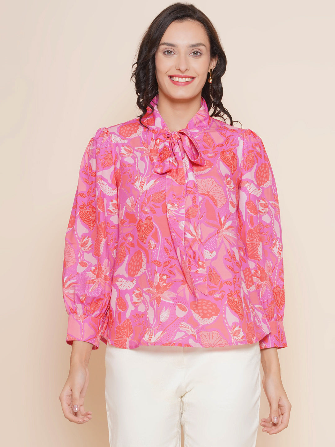 Bhama Couture Pink Floral Printed Top