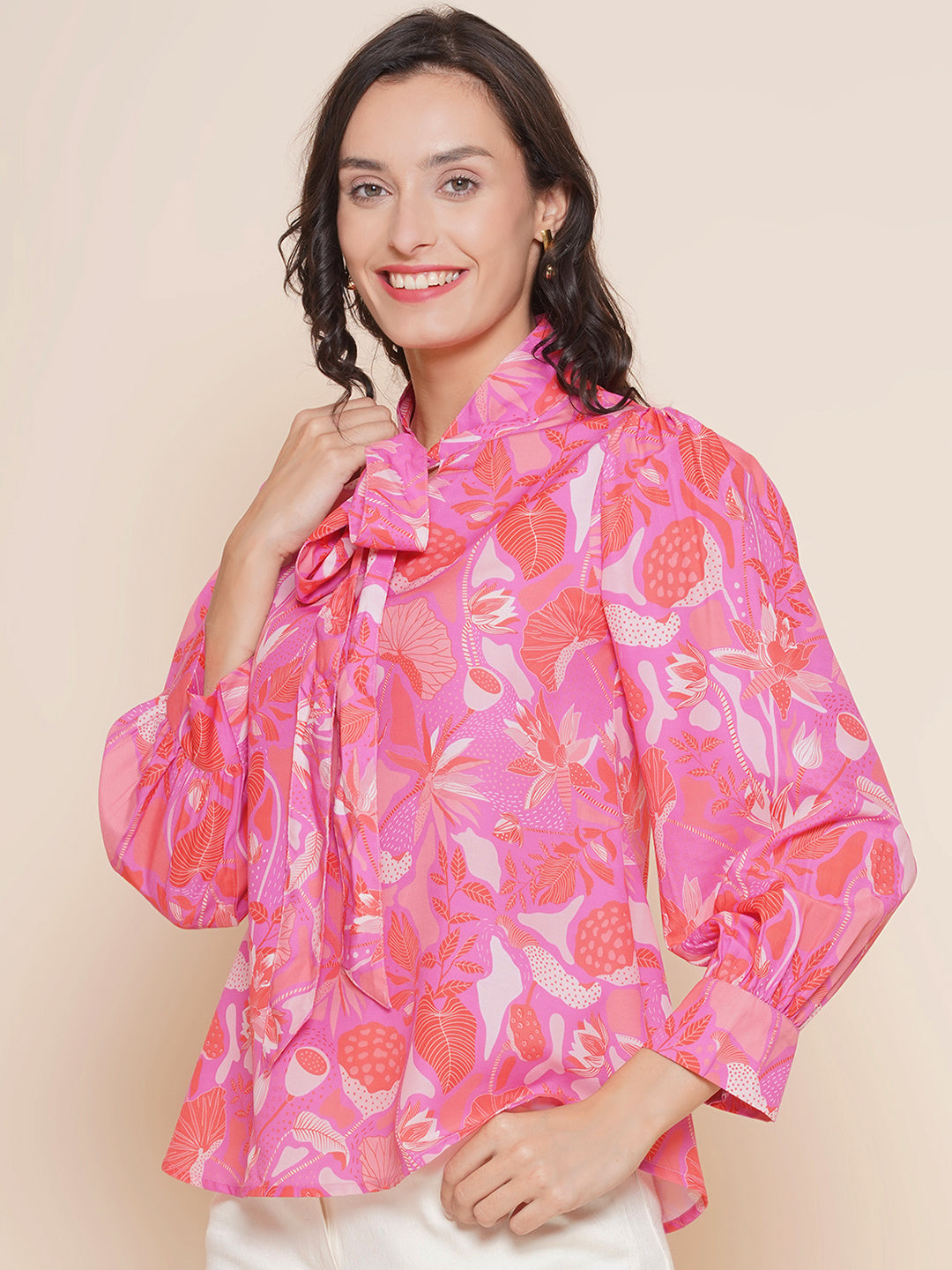 Bhama Couture Pink Floral Printed Top