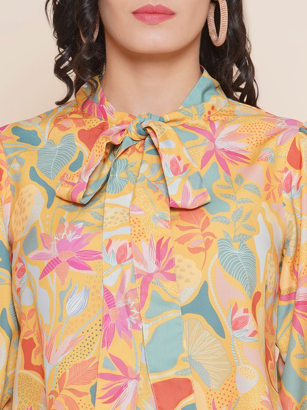 Bhama Couture Mustard Yellow Floral Printed Top