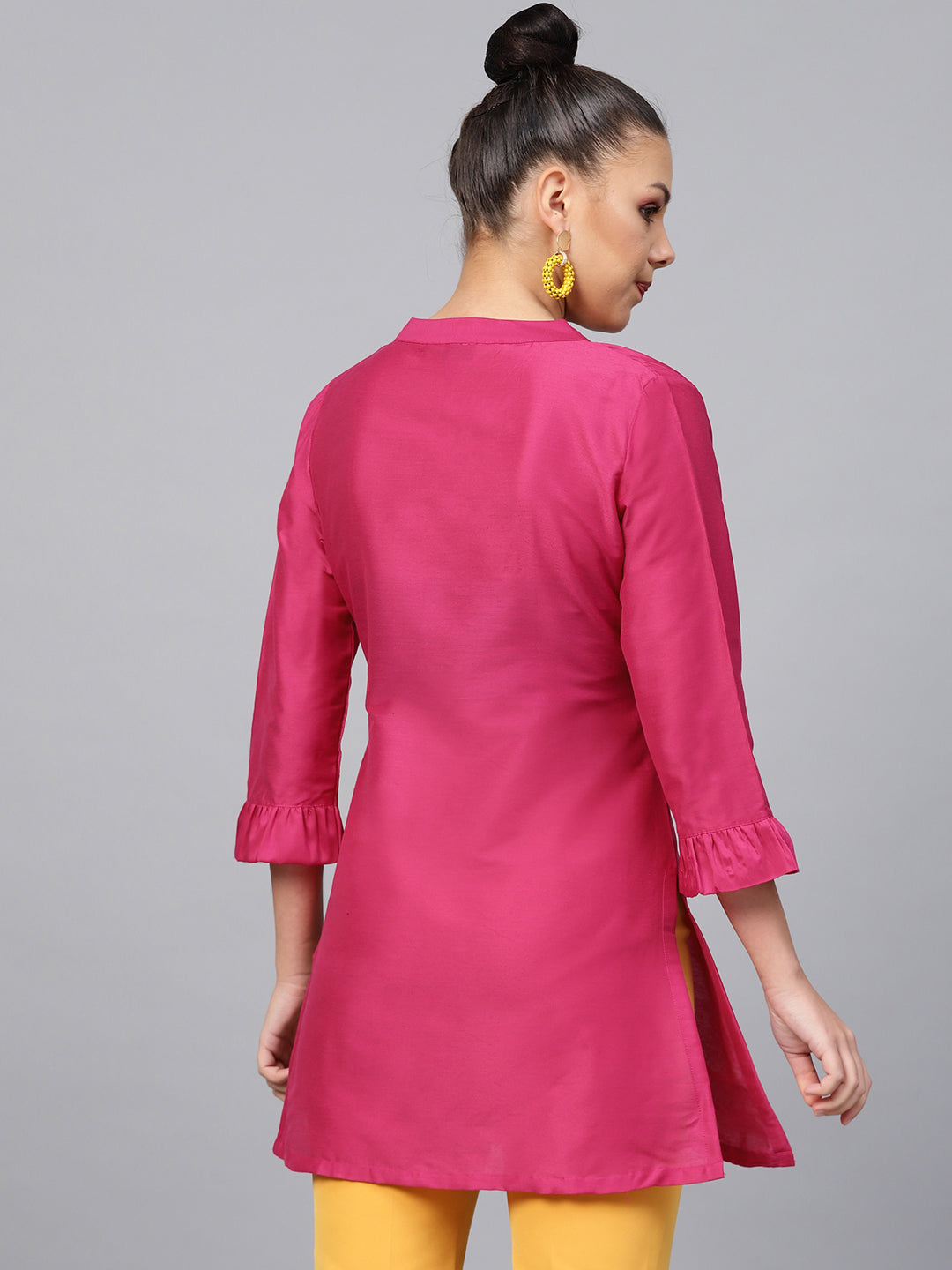 Bhama Cuture Pink Yoke Design A-Line Tunic