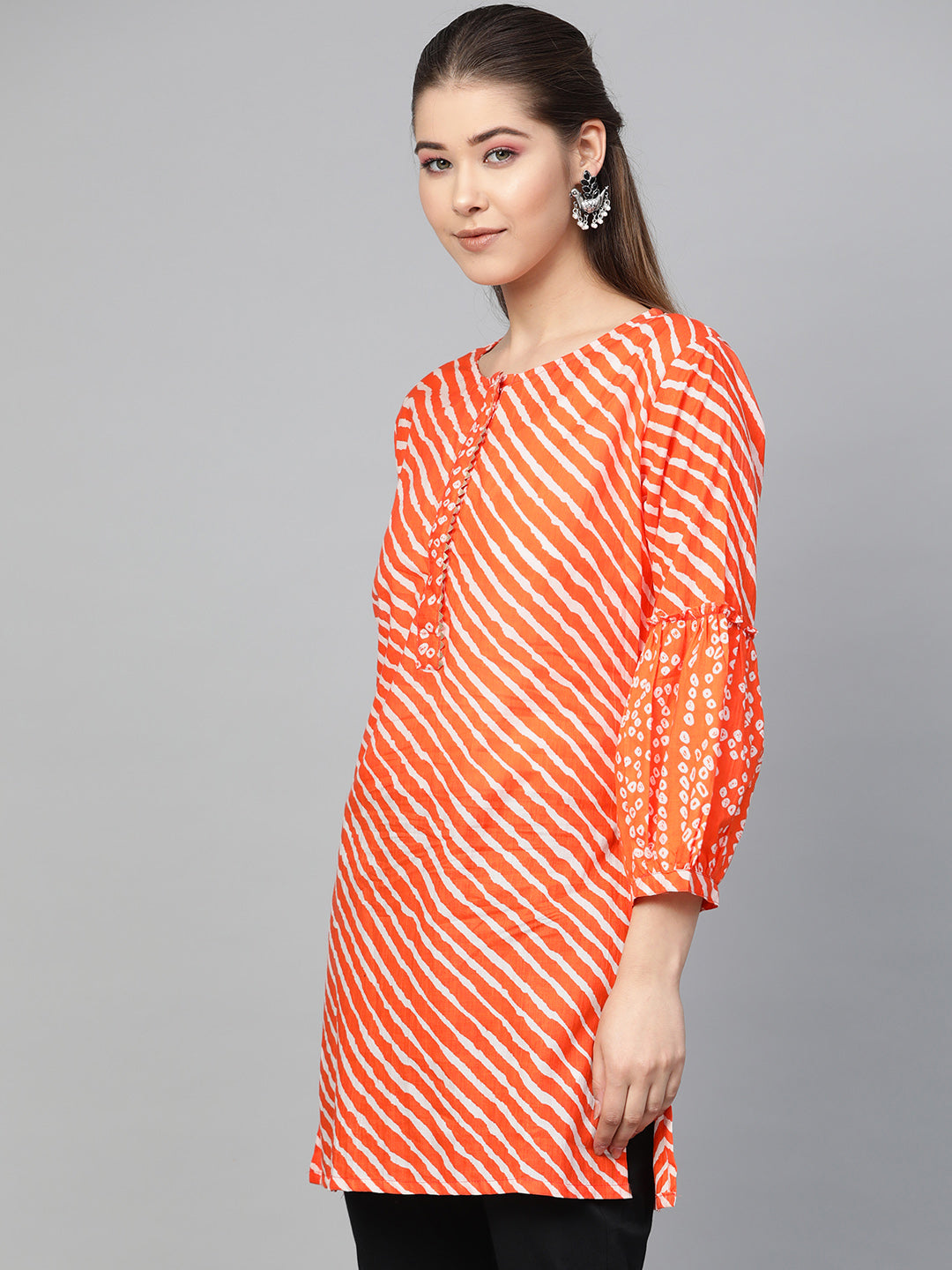 Bhama Cuture Orange & White Striped Tunic