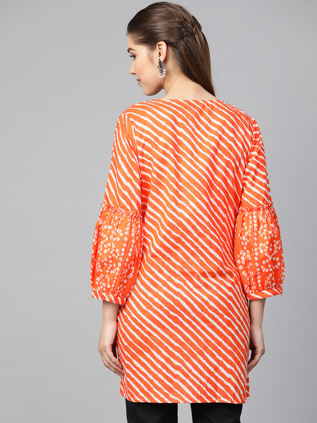 Bhama Cuture Orange & White Striped Tunic