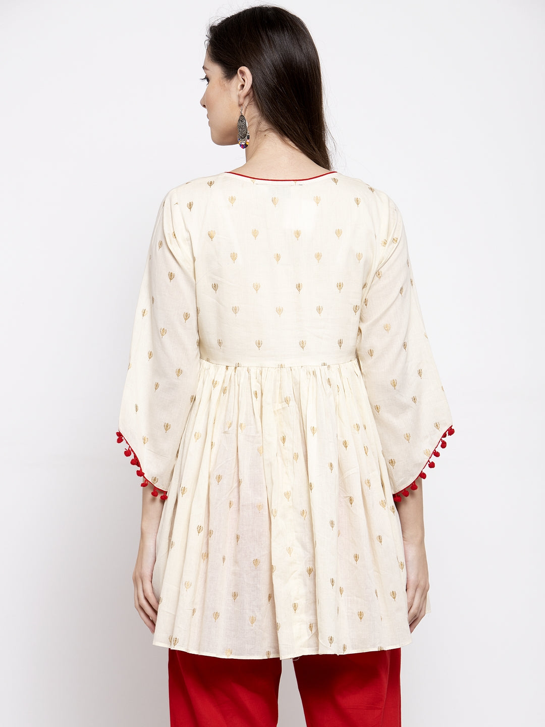 Bhama Cuture Off-White & Red Printed Tunic