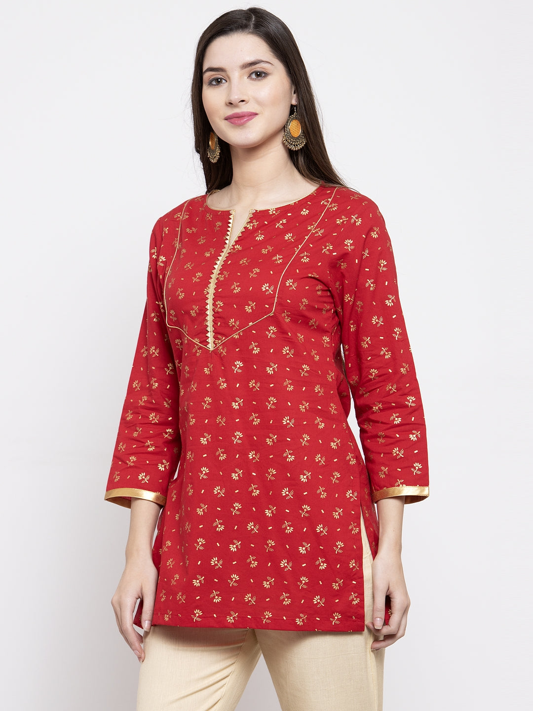 Bhama Couture Red Printed Ethnic Tunic