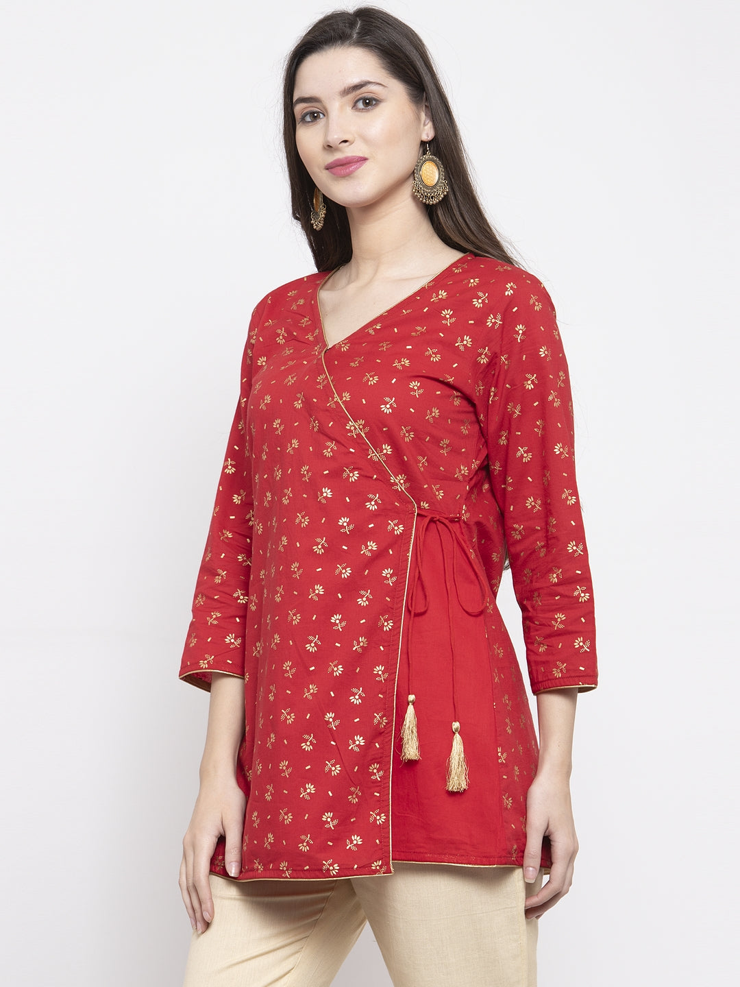 Bhama Couture Red Printed Ethnic Tunic