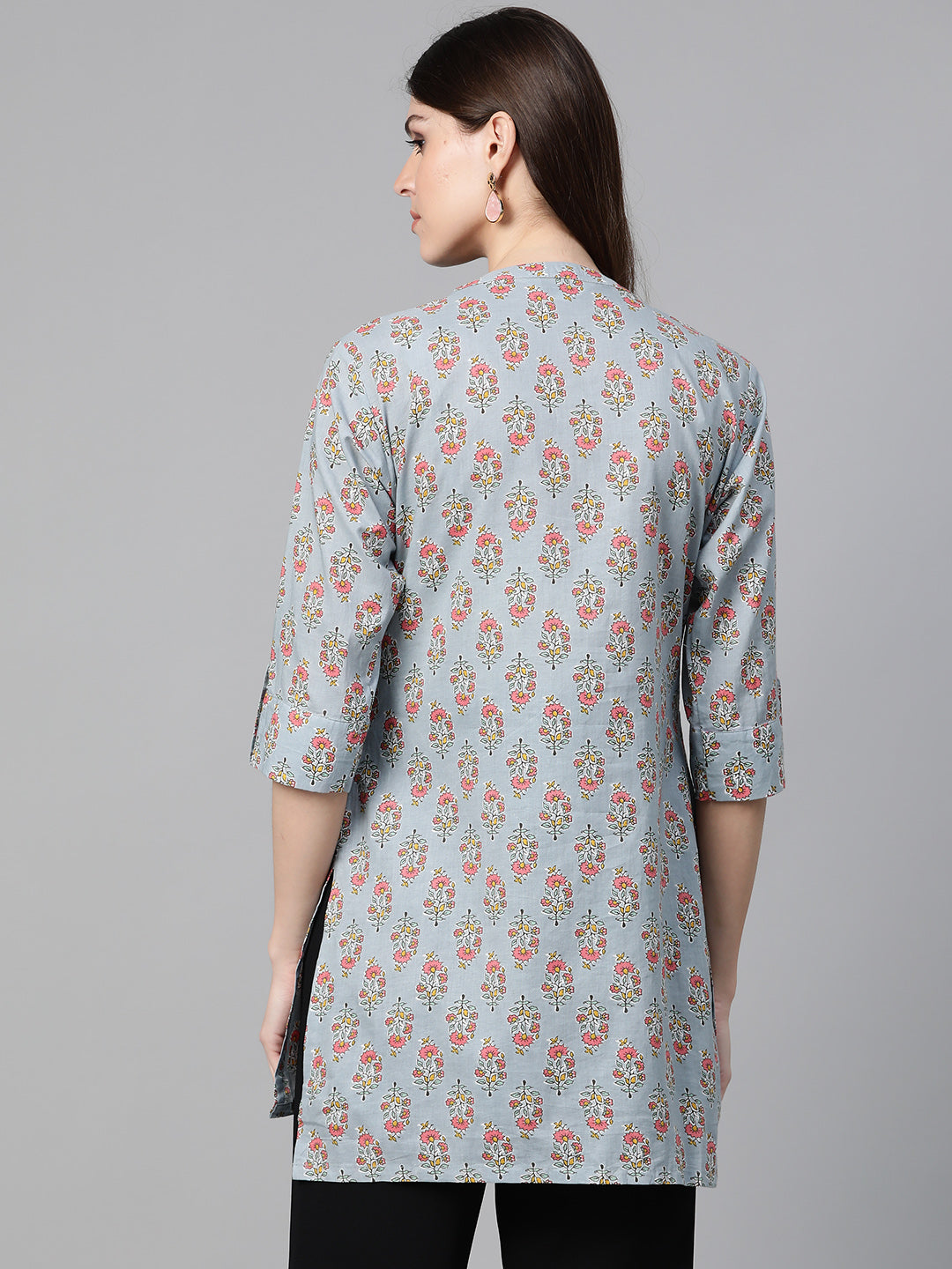 Bhama Cuture Grey & Pink Printed Tunic
