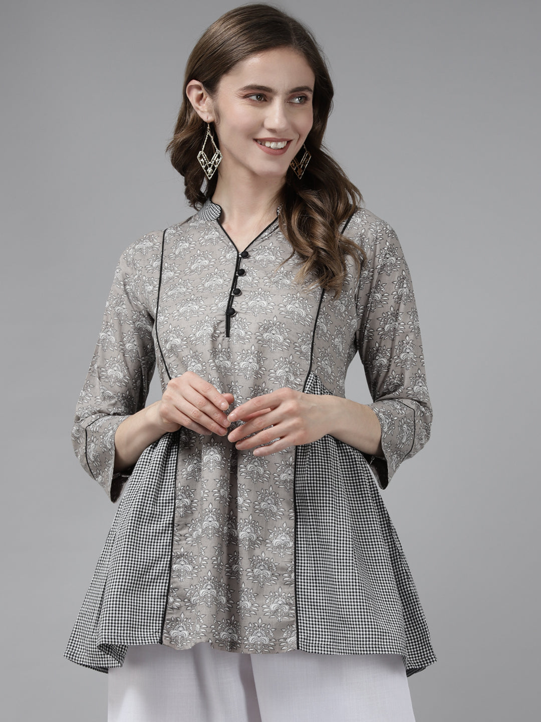 Bhama Couture Grey Printed Tunic