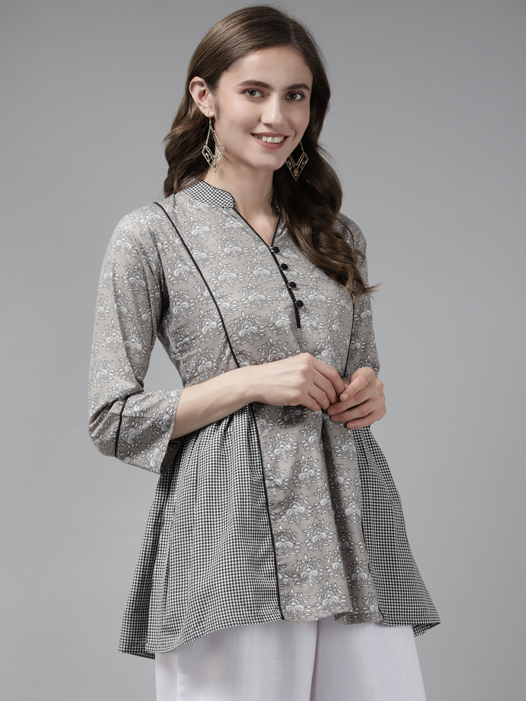 Bhama Couture Grey Printed Tunic