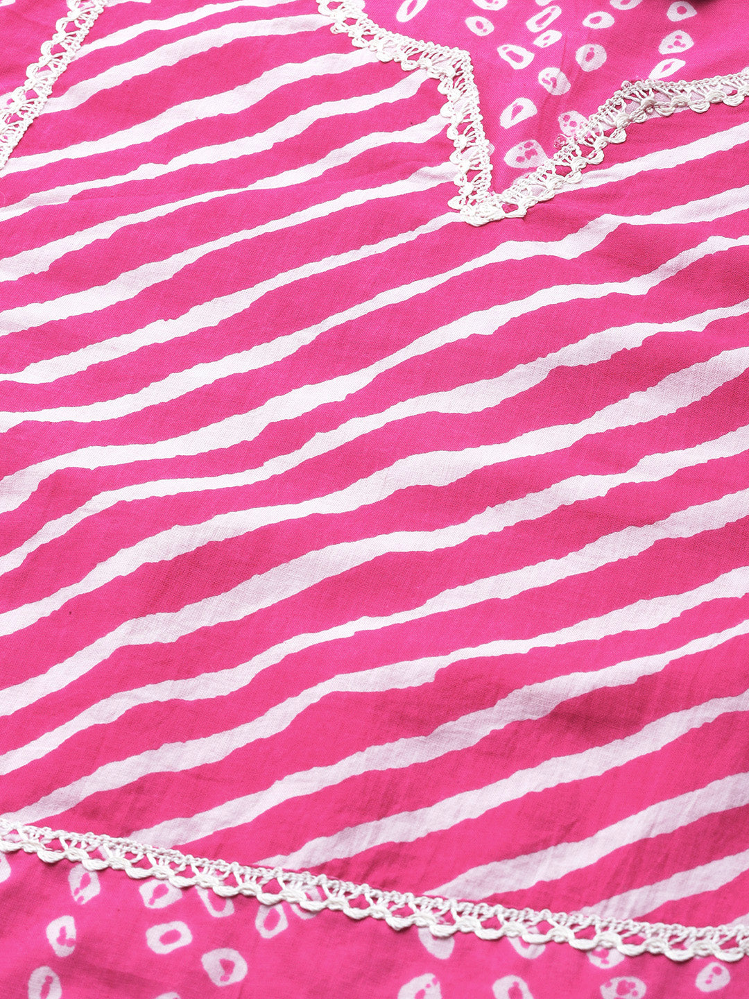 Bhama Cuture Pink & White Cotton Bandhani Print Tunic