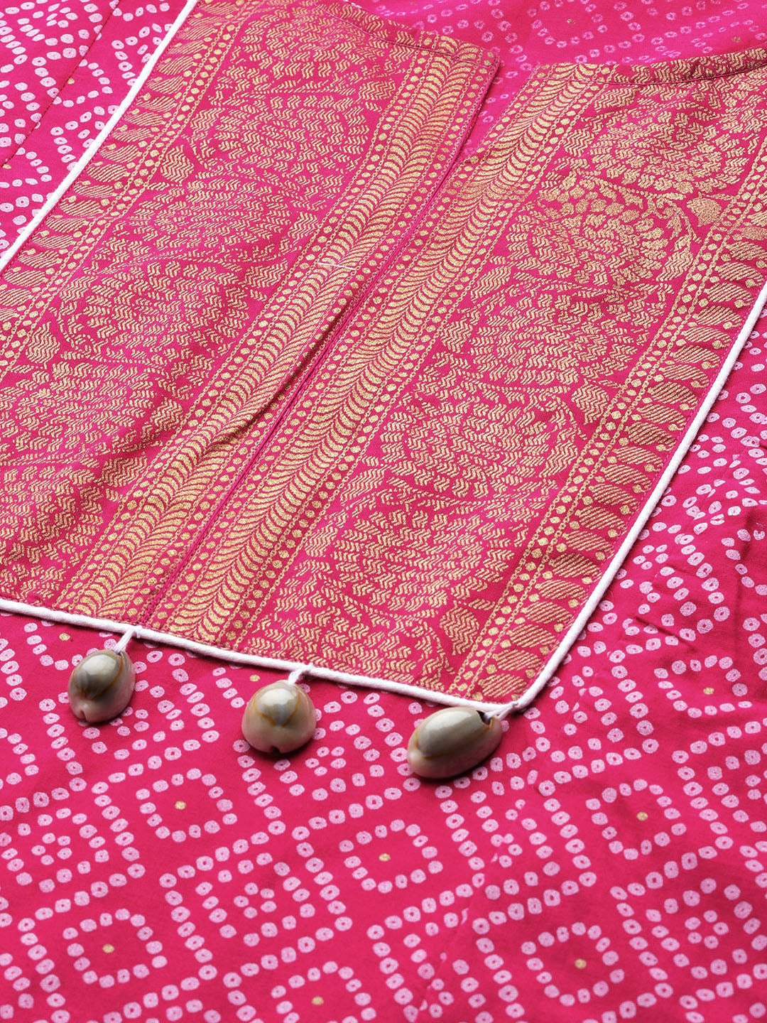 Bhama Couture Pink & White Bandhej Print Tunic