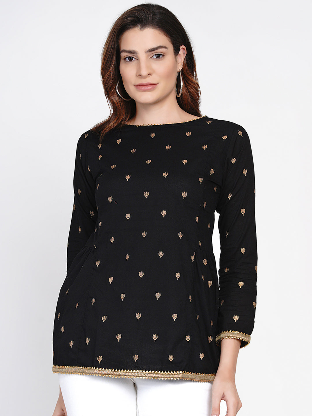 Bhama Couture Black Printed Tunic