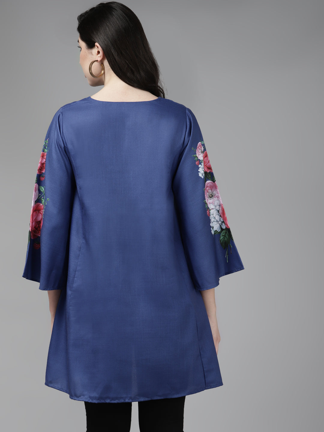 Bhama Couture Blue & Pink Printed High-Low Tunic