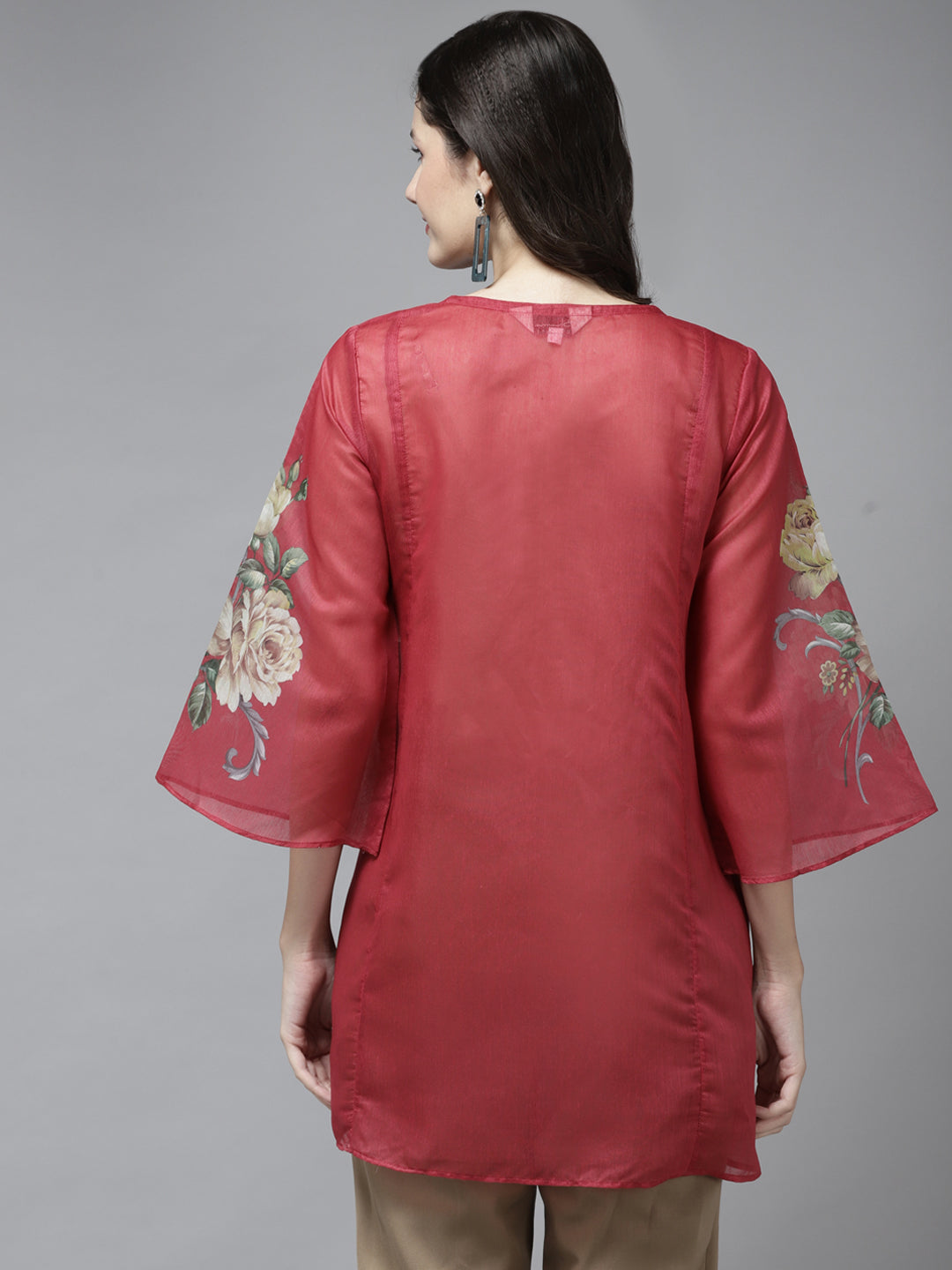 Bhama Couture Red Printed A-Line Tunic