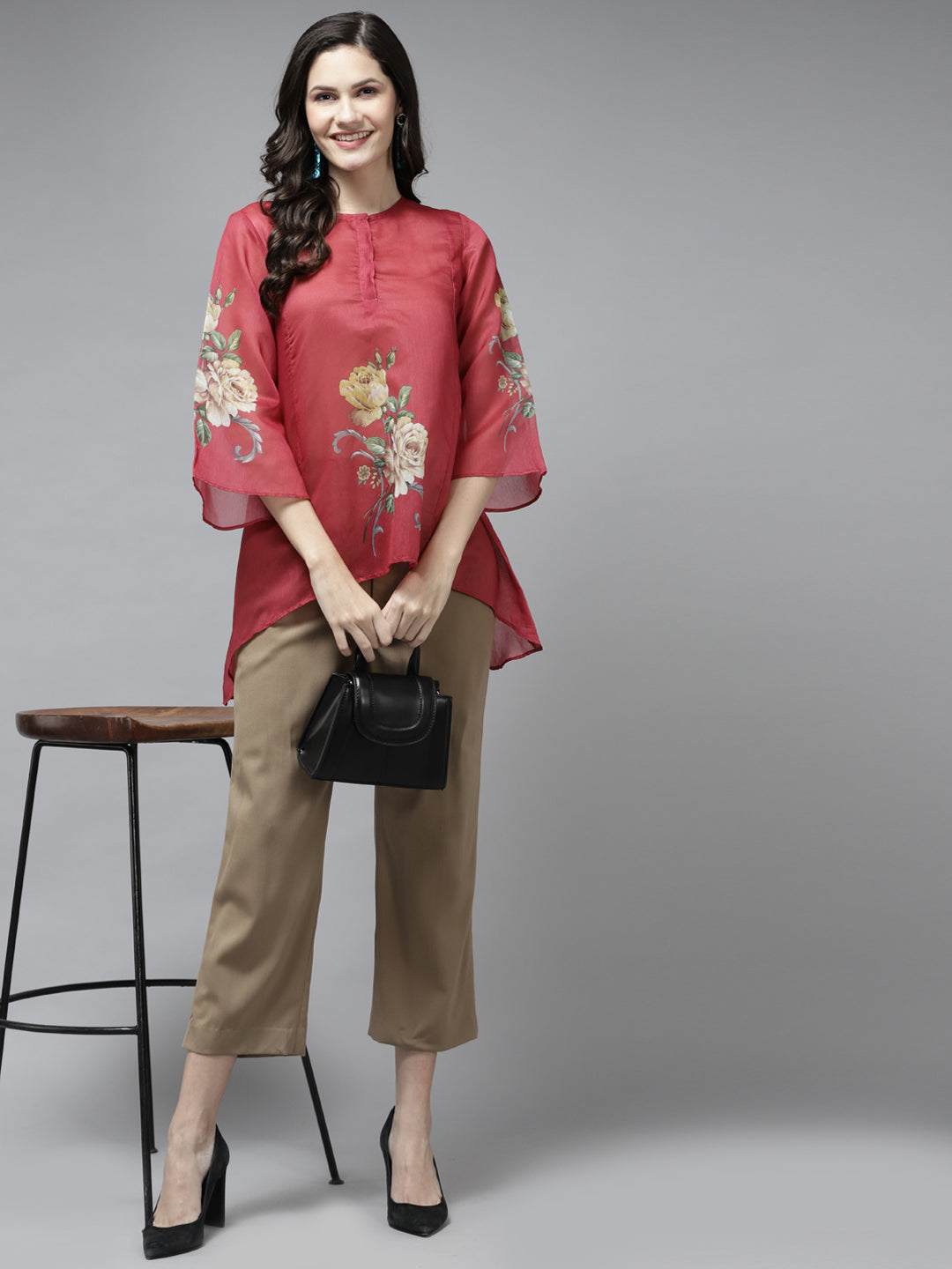 Bhama Couture Red Printed A-Line Tunic
