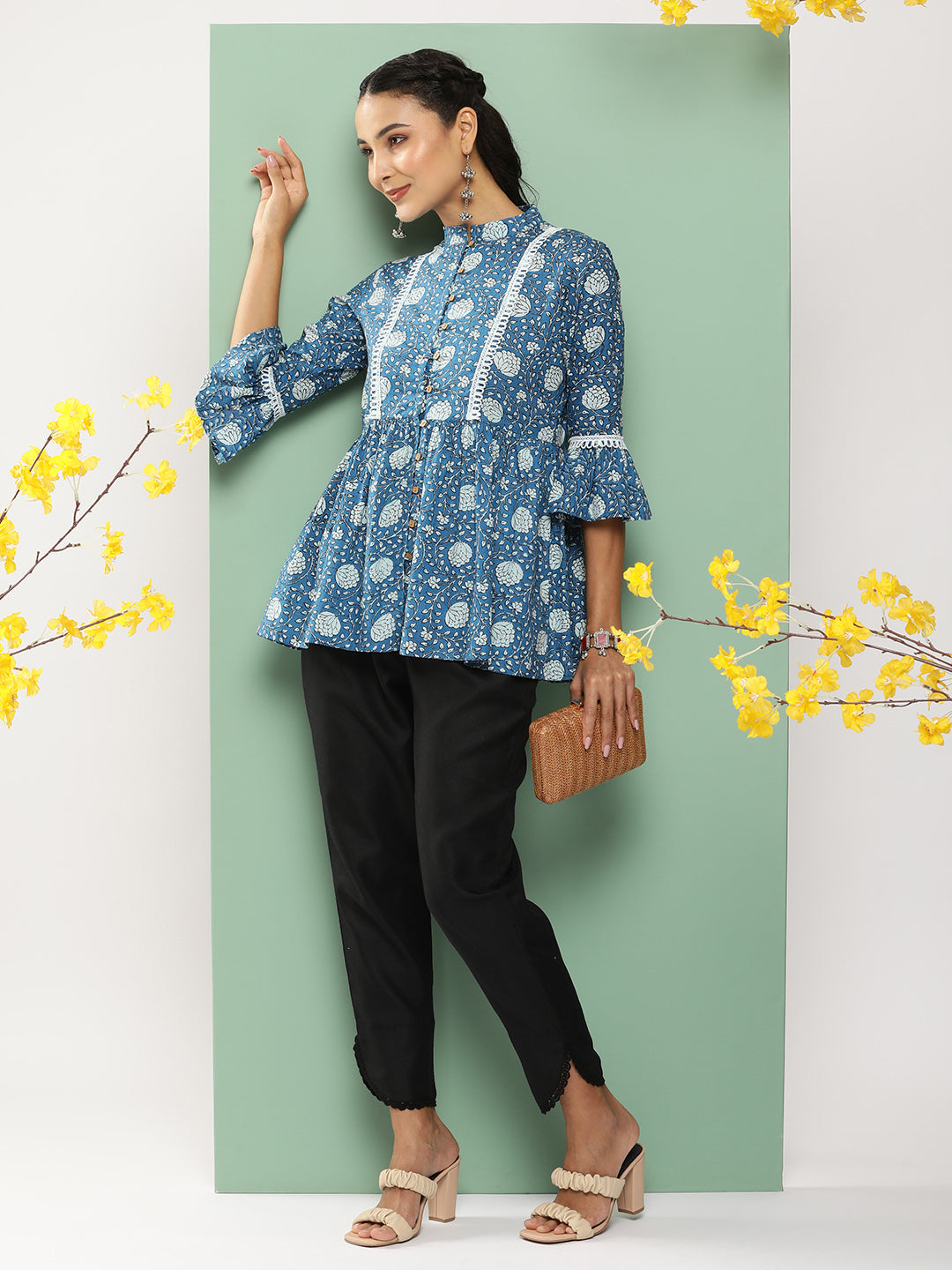 Bhama Couture Blue Printed Tunic