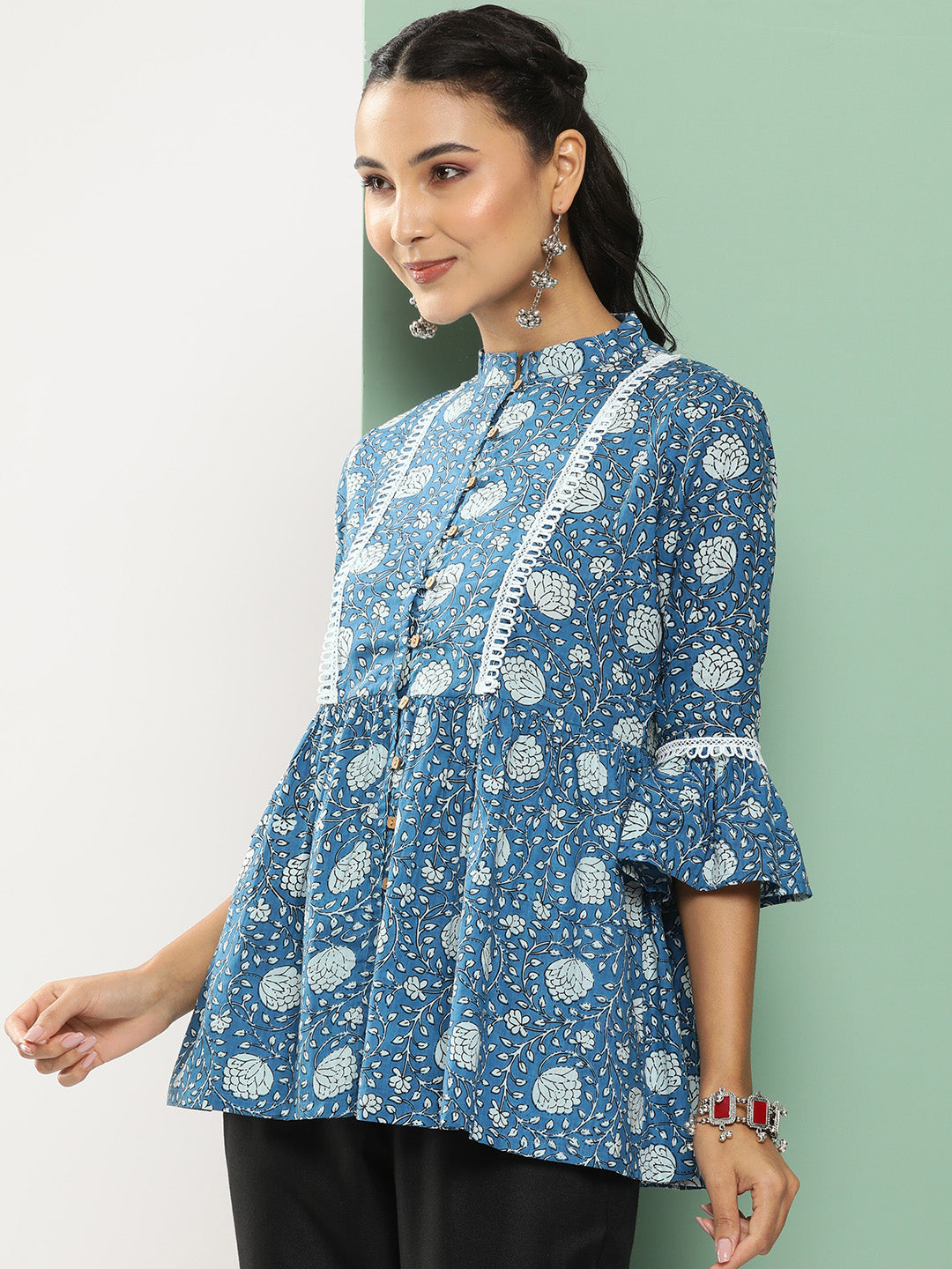 Bhama Couture Blue Printed Tunic